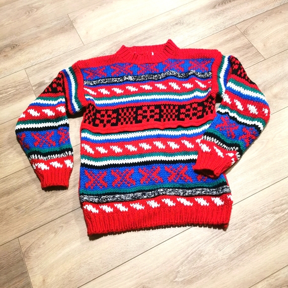 Vintage Fun Abstract Knit Sweater 80s Pullover - Picture 3 of 3